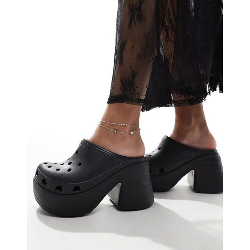 Crocs Women's Siren Crush Clogs Platform Heels Size 11 Black - Picture 1 of 11